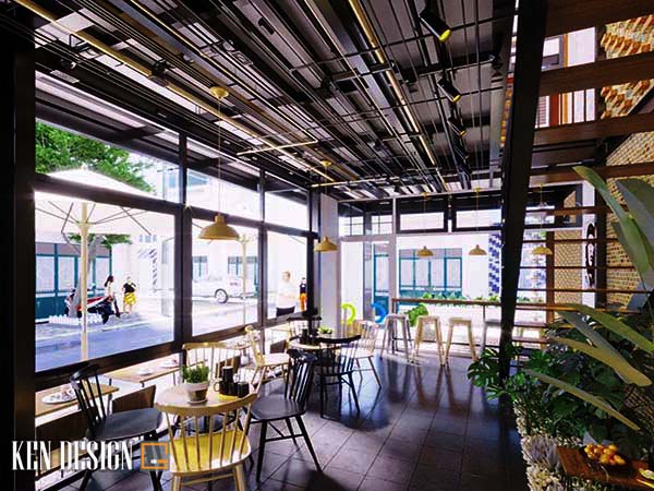 thiết kế quán cafe khung thép đẹp